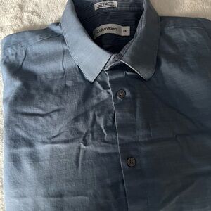 Calvin Klein Men's Slate Blue Long Sleeve Button Down Shirt